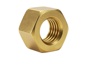 Isolated Golden Hex Nut for Industrial Fastening