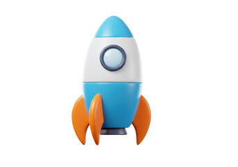 Isolated Cartoon Rocket Ship for Space Exploration