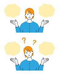 比較検討する若い女性のベクターイラストセット