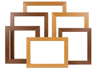 Isolated Assortment of Wooden Picture Frames for Photography