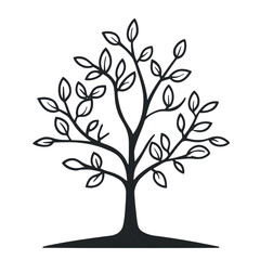 Fototapeta premium Tree icon minimal line art style clean outline thin lines no fill isolated on transparent background
