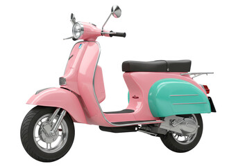 Isolated Vintage Pink and Teal Vespa Scooter