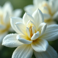 Fototapeta premium Close-Up of Jasmine Flower with Dewdrop
