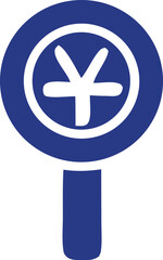 Stylized Blue and White Sign Depicting a Star Shape Inside a Circle on a Rectangular Base Isolated on a White Background Hand Drawn Appearance