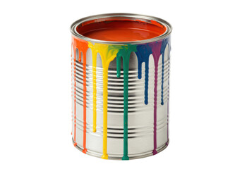 Isolated Colorful Paint Can with Dripping Paint