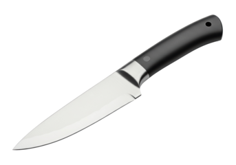 Isolated Modern Kitchen Knife with Silver Blade