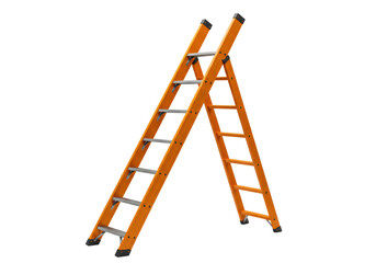 Isolated Folding Ladder Orange Construction