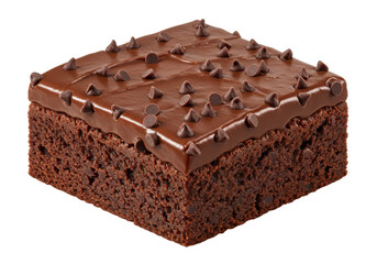 Isolated Delicious Chocolate Brownie Square with Chocolate Chips