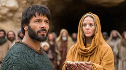 First-century Christians gathered in unity to partake in communion, humble and sacred biblical moment of early church worship and faith