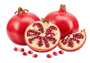 Isolated Pomegranates Arrangement with Seeds Exposed