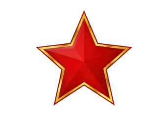 Isolated Red Star with Golden Border, Festive Award Symbol