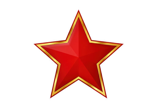Isolated Red Star with Golden Border, Festive Award Symbol
