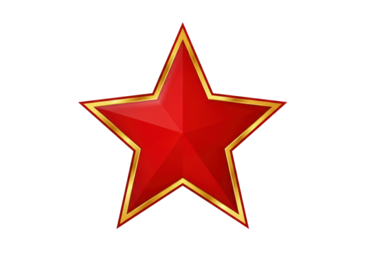Isolated Red Star with Golden Border, Festive Award Symbol