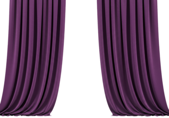 Isolated Pair of Purple Velvet Curtains, Luxurious Window Dressing