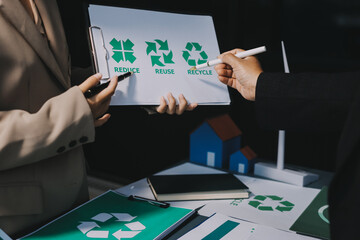 Sustainable development with renewable energy solutions, ecology concept, green business.