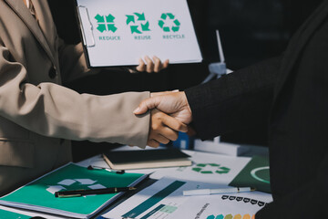 Sustainable development with renewable energy solutions, ecology concept, green business.