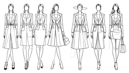 Fashion Sketches Womens Coats.
