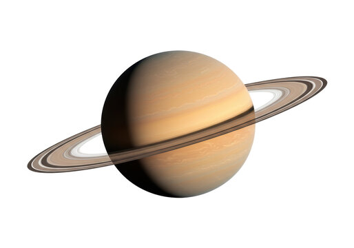 Isolated Detailed Illustration of Planet Saturn with Rings