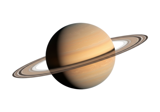 Isolated Detailed Illustration of Planet Saturn with Rings