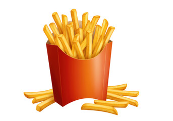 Isolated French Fries in Red Carton
