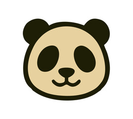 Cartoon Panda Face Logo with Beige Fur and Rounded Ears, A cute cartoon panda face with beige fur, oval eyes, and a subtle smile, outlined in bold black lines. Perfect for kids’ products, zoo branding