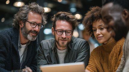Multicultural, Diverse Business Team Reviewing Pitch Deck, Report or Progress on Tablet in office