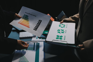 Sustainable development with renewable energy solutions, ecology concept, green business.