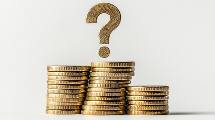 Stack of Golden Coins with Question Mark Above