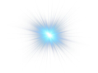 Blue Glowing Light with Transparent Spark Effect in PNG Format. Radiant Sunbeams, Shine Flare, and Bokeh Lights for Futuristic Design, Abstract Background, or Elegant Light Overlay