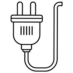 Power Plug Icon: A simple and clear outline of an electric plug, perfect for illustrating power, energy, and connectivity in a sleek, modern design.