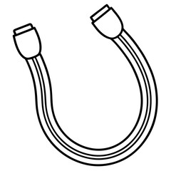 Data Cable: A simple, high-contrast illustration showcases a data cable, its connectors and wires depicted with clean lines and bold outlines. 