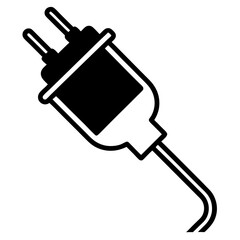 Electric Plug Silhouette: A bold silhouette of an electric plug, depicting an essential tool for modern connectivity and energy transfer.