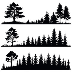 Pine tree silhouette forest landscape layers