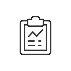 Clipboard with chart, linear icon. Fitness progress tracking, workout plan. Line with editable stroke.
