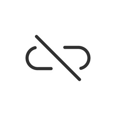 Broken link with slash, linear icon. Disconnected or invalid hyperlink. Line with editable stroke.