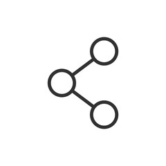 Share network symbol, linear icon. Social media, connection, or content distribution. Line with editable stroke.