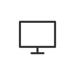 Monitor screen, linear icon. Display, desktop, or computer interface. Line with editable stroke.