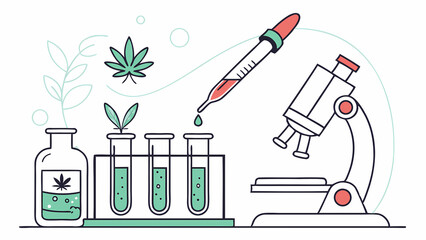 Cannabis research and development illustration for medical marijuana and hemp industry analysis lab work