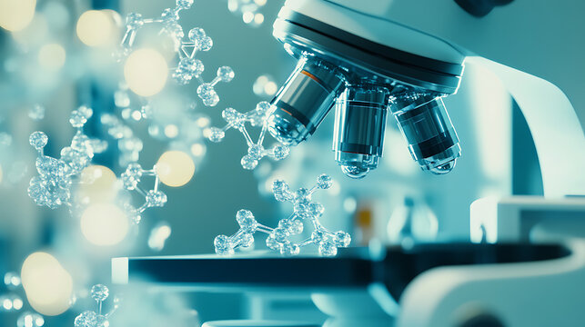Microscope with Molecular Structures in a Laboratory Setting - Powered by Adobe