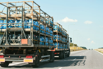 Industrial truck hauling flammable gas cylinders