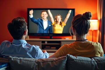 The Making of a TV Show: A Couple Observes Actors Celebrating on Screen