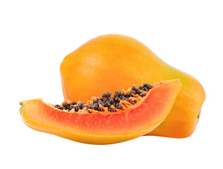 fresh papaya fruit isolated on transparent background
