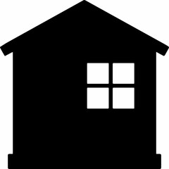 black and white sillhouette of a house isolated white background