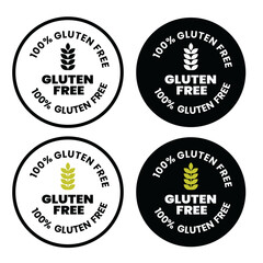 Round Gluten-Free Icons Set – 4 Color Variations for Healthy, Allergen-Free, and Organic Food Labels