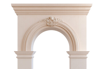 Elegant Ornate Arch Design with Intricate Details and Classic Columns on Transparent Background
