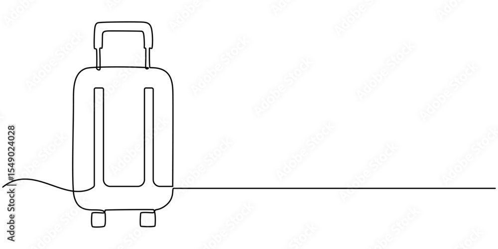 Poster suitcase continuous one line drawing illustration. single line drawing, continuous one line of suitc