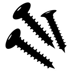 Set of Black Screws for Woodworking and Construction Use