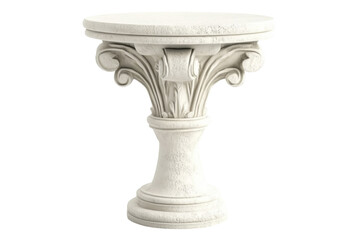 Ornate White Marble Column Pedestal with Detailed Sculpting and Elegant Classic Design