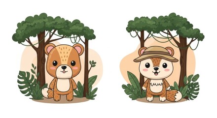 Cartoon Forest Friends Exploring Nature Animal Adventures and Wilderness Fun for Kids