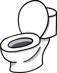 Hand drawn Bathroom elements doodle, Cartoon illustration of a toilet bowl in a simple design.